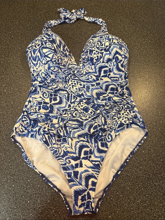 Ralph Lauren Other - Women’s Ralph Lauren Blue and White One-Piece Swimsuit - size 16